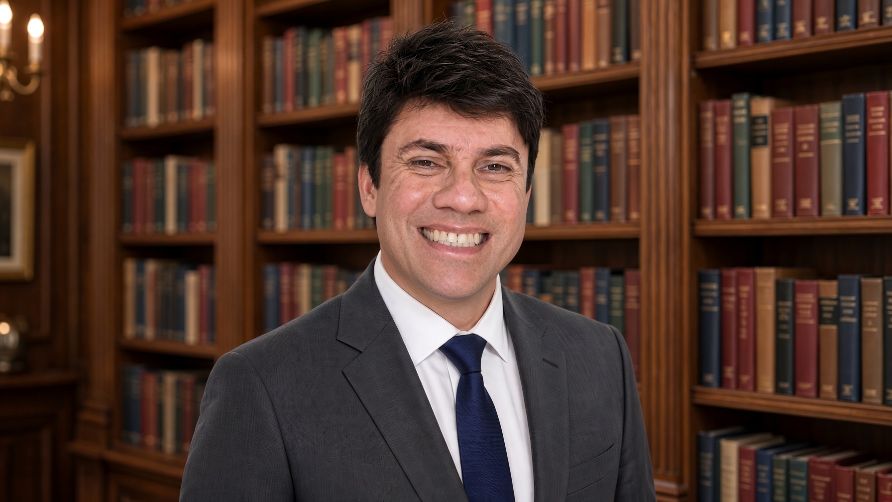 Retrato do advogado João Muscullis em seu escritório